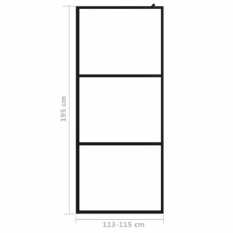 Inloopdouchewand transparant 115x195 cm ESG-glas zwart 7
