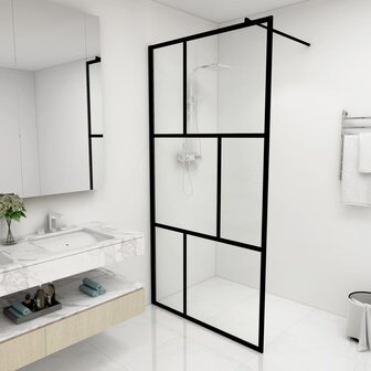 Inloopdouchewand 100x195 cm gehard glas zwart 1