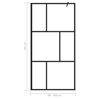 Inloopdouchewand 100x195 cm gehard glas zwart 7