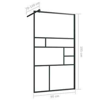 Inloopdouchewand 90x195 cm ESG-glas transparant en zwart 6