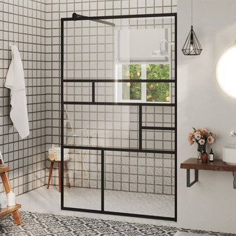 Inloopdouchewand 100x195 cm ESG-glas transparant en zwart 1