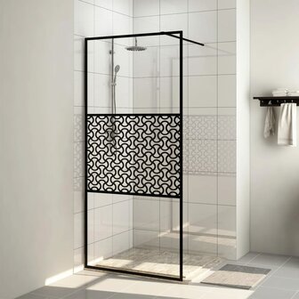 Inloopdouchewand 90x195 cm ESG-glas transparant en zwart 1