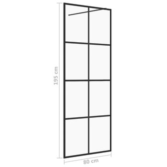 Inloopdouchewand 80x195 cm ESG-glas transparant en zwart 5