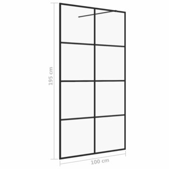 Inloopdouchewand 100x195 cm ESG-glas transparant en zwart 5