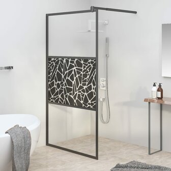 Inloopdouchewand met stenenmotief 100x195 cm ESG-glas zwart 1
