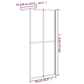 Inloopdouchescherm 80x195 cm donker gehard glas  7