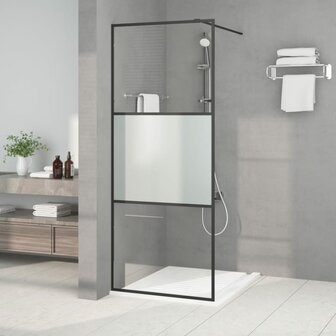 Inloopdouchewand 80x195 cm halfmat ESG-glas zwart 1