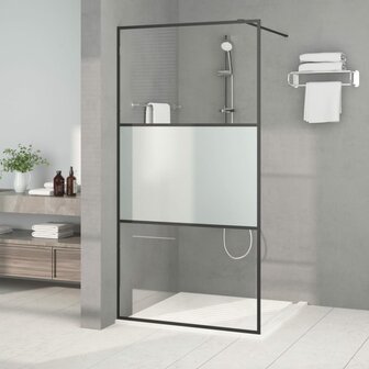 Inloopdouchewand 100x195 cm halfmat ESG-glas zwart 1