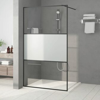 Inloopdouchewand 115x195 cm halfmat ESG-glas zwart 1