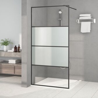 Inloopdouchewand 100x195 cm halfmat ESG-glas zwart 1