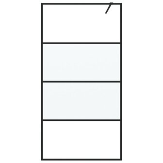 Inloopdouchewand 100x195 cm halfmat ESG-glas zwart 3