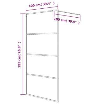 Inloopdouchewand 100x195 cm halfmat ESG-glas zwart 7