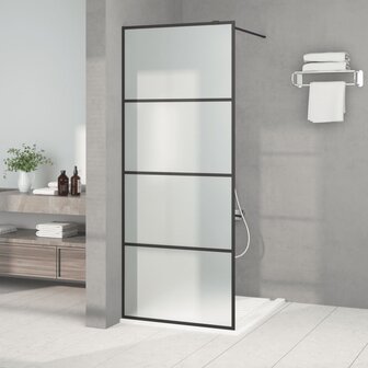 Inloopdouchewand 80x195 cm mat ESG-glas zwart 1