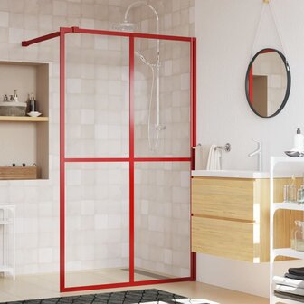 Inloopdouchewand transparant 140x195 cm ESG-glas rood 1
