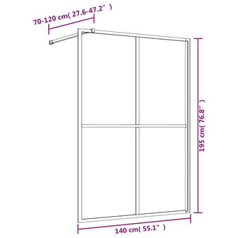 Inloopdouchewand transparant 140x195 cm ESG-glas rood 7