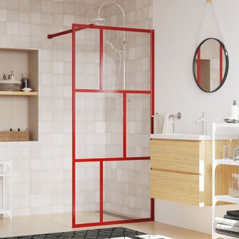 Inloopdouchewand transparant 90x195 cm ESG-glas rood 1