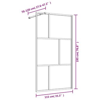 Inloopdouchewand transparant 115x195 cm ESG-glas rood 7