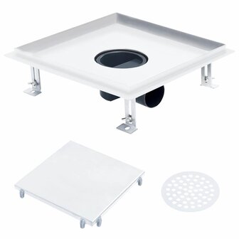 Doucheafvoer met 2-in-1 deksels 28x28 cm roestvrij staal 6
