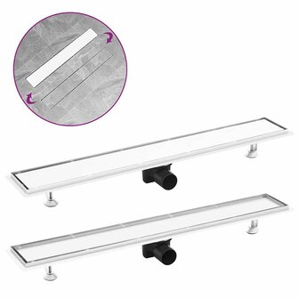 Doucheafvoer met 2-in-1 deksel 83x14 cm roestvrij staal 1