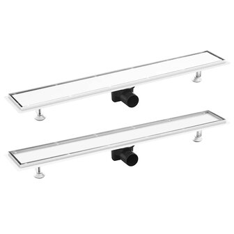 Doucheafvoer met 2-in-1 deksel 83x14 cm roestvrij staal 2