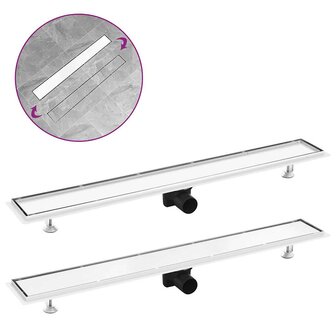 Doucheafvoer met 2-in-1 deksel 93x14 cm roestvrij staal 1