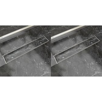 Doucheafvoer 2 st rechthoekig 630x140 mm roestvrij staal 1