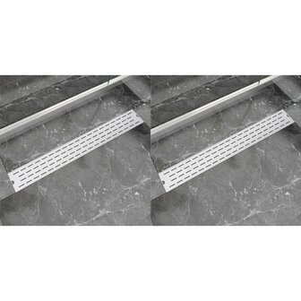 Doucheafvoer 2 st rechthoekig lijn 830x140 mm roestvrij staal 1