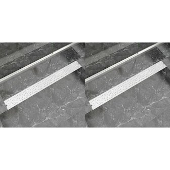 Doucheafvoer 2 st rechthoekig bubbel 1030x140mm roestvrij staal 1