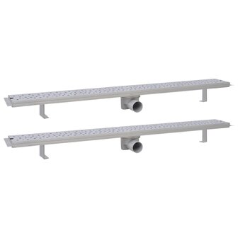 Doucheafvoer 2 st rechthoekig bubbel 1030x140mm roestvrij staal 2