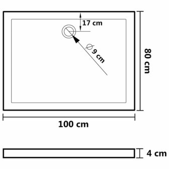 Douchebak rechthoekig 80x100 cm ABS 8