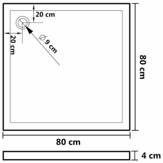 Douchebak vierkant 80x80 cm ABS wit 8