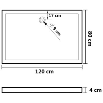 Douchebak rechthoekig 80x120 cm ABS wit 8