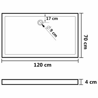 Douchebak rechthoekig 70x120 cm ABS zwart 8