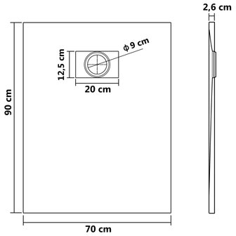 Douchebak 90x70 cm SMC bruin 8