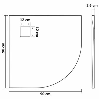 Douchebak 90x90 cm SMC bruin 8