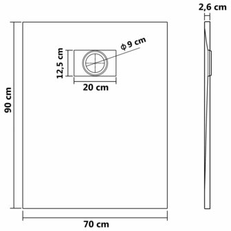 Douchebak 90x70 cm SMC grijs 8