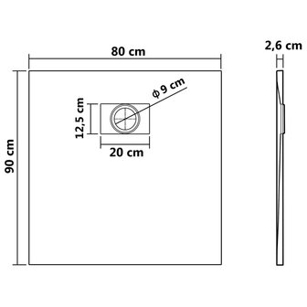Douchebak 90x80 cm SMC grijs 8