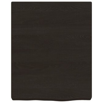 Wastafelblad 40x50x(2-6) cm behandeld massief hout donkerbruin 3
