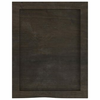 Wastafelblad 40x50x(2-6) cm behandeld massief hout donkerbruin 4