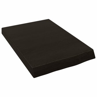 Wastafelblad 40x60x(2-6) cm behandeld massief hout donkerbruin 2