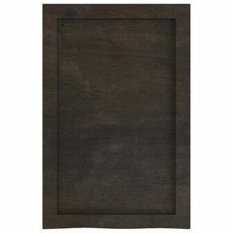 Wastafelblad 40x60x(2-6) cm behandeld massief hout donkerbruin 4
