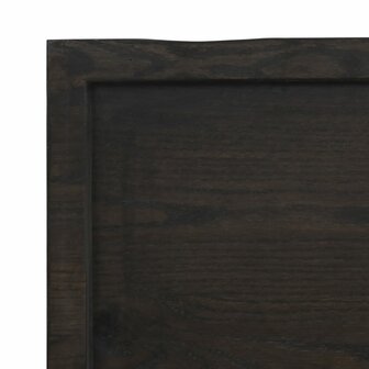 Wastafelblad 60x30x(2-6) cm behandeld massief hout donkerbruin 6
