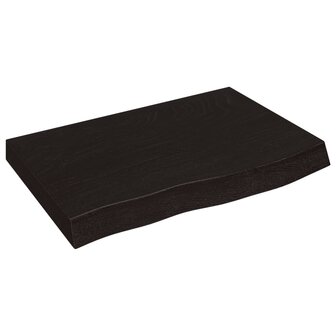 Wastafelblad 60x50x(2-4) cm behandeld massief hout donkerbruin 2