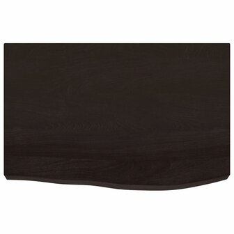 Wastafelblad 60x50x(2-4) cm behandeld massief hout donkerbruin 3