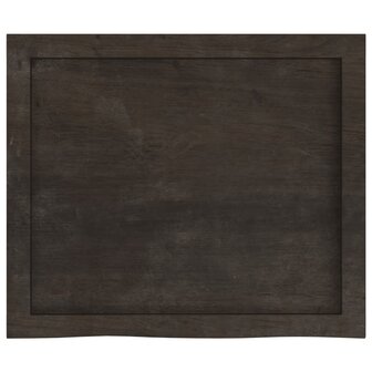 Wastafelblad 60x50x(2-4) cm behandeld massief hout donkerbruin 4
