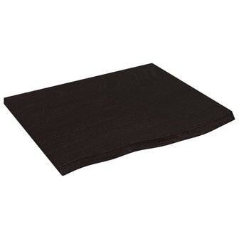 Wastafelblad 60x50x(2-6) cm behandeld massief hout donkerbruin 2