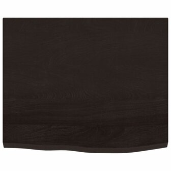 Wastafelblad 60x50x(2-6) cm behandeld massief hout donkerbruin 3