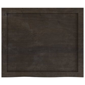 Wastafelblad 60x50x(2-6) cm behandeld massief hout donkerbruin 4