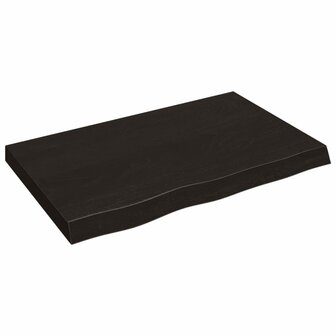 Wastafelblad 80x60x2 cm behandeld massief hout donkerbruin 2