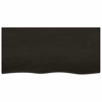Wastafelblad 100x50x2 cm behandeld massief hout donkerbruin 3